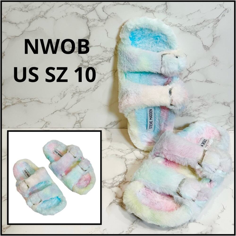 Steve Madden Women's Around Tie Dye Double-Band Footbed Slippers SZ 10 $39